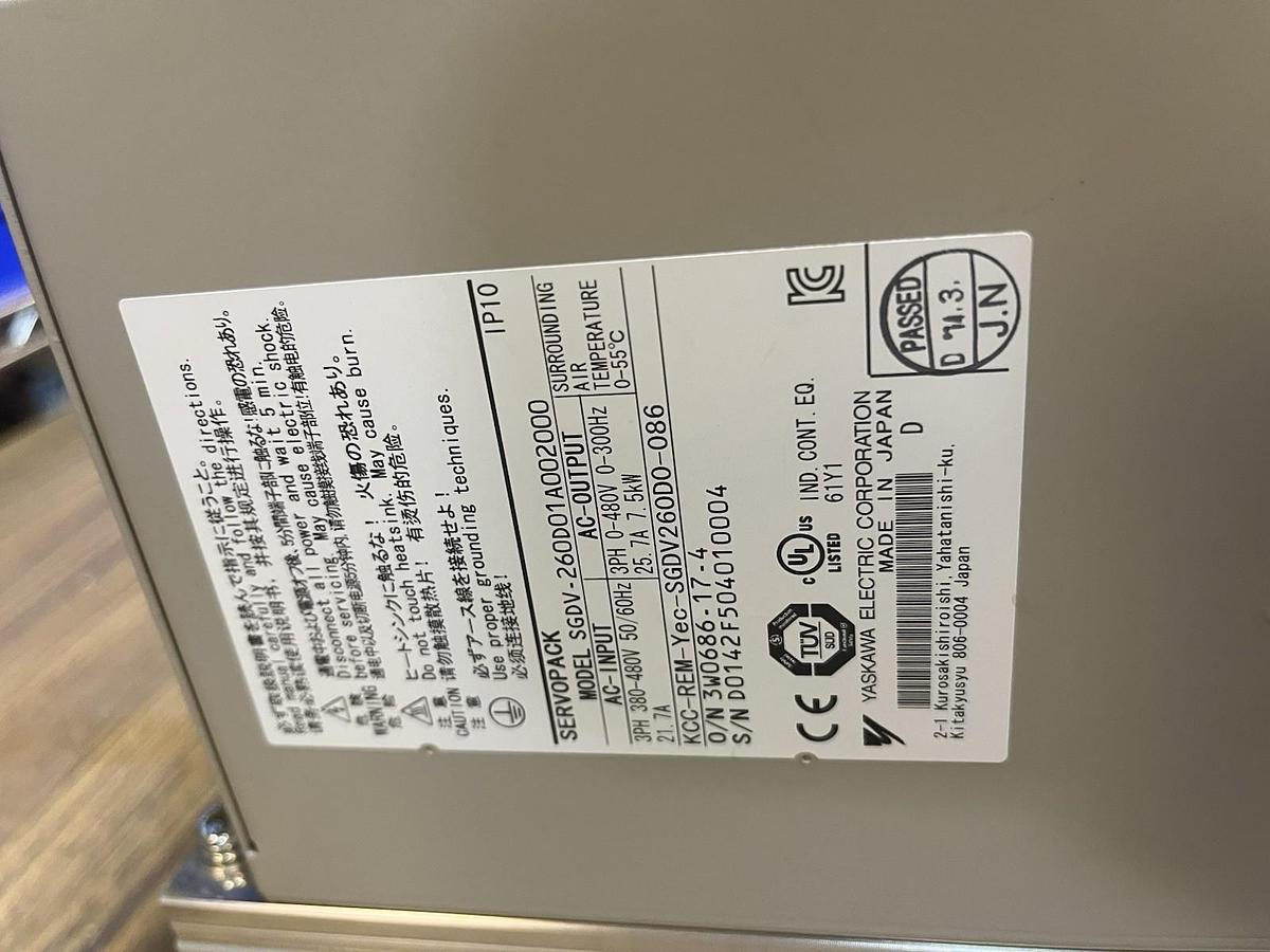 Used YASKAWA,SGDV-260D01A002000,SERVOPACK SERVO DRIVE 25.7A 7.5kW