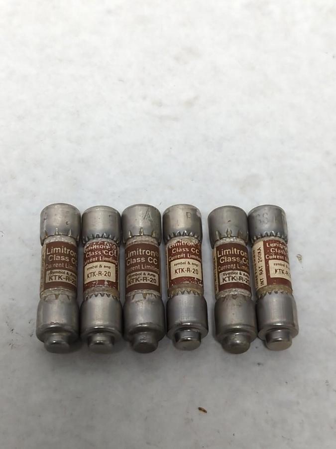 COOPER BUSSMANN,KTK-R-20,LIMITRON 20 AMP FUSE LOT OF 6 NOS