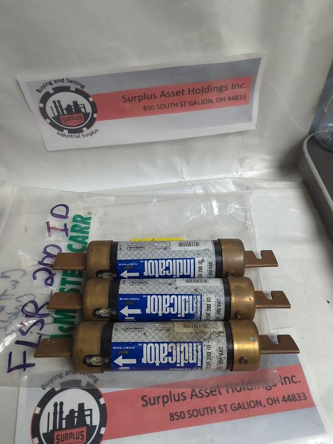 Used LITTELFUSE,FLSR200ID,INDICATOR 200 AMP FUSE LOT OF 3 PRE-OWNED