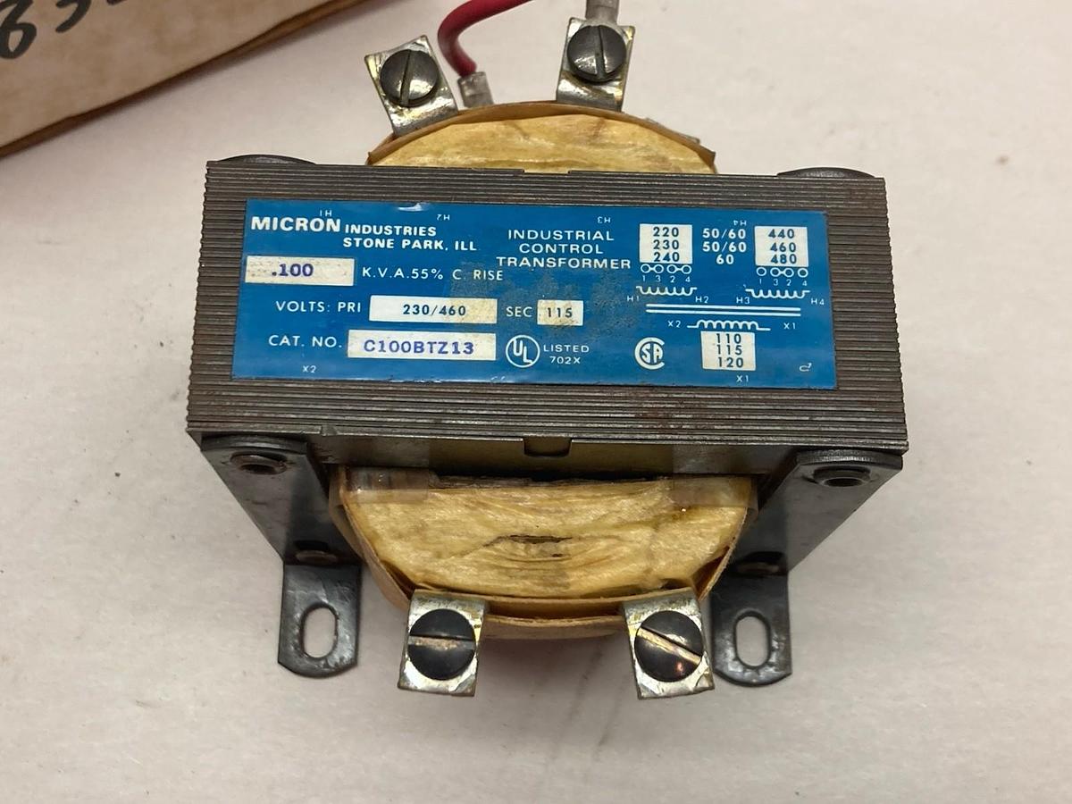 Used Micron Industrial Control,C100BTZ13,Transformer 0.100 KVA 230/460 to 115V