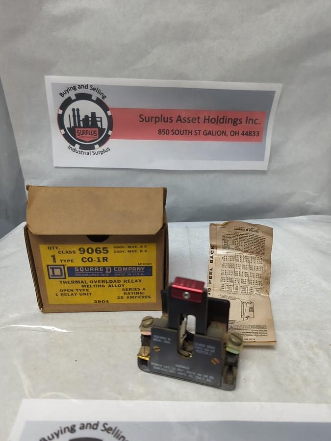 SQUARE D,9065 C0-1R,THERMAL OVERLOAD RELAY NOS
