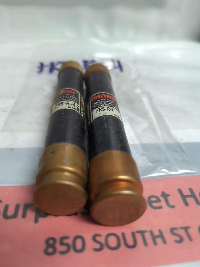 Used COOPER BUSSMANN,FRS-R-4,FUSETRON 4 AMP FUSE LOT OF 2 PRE-OWNED