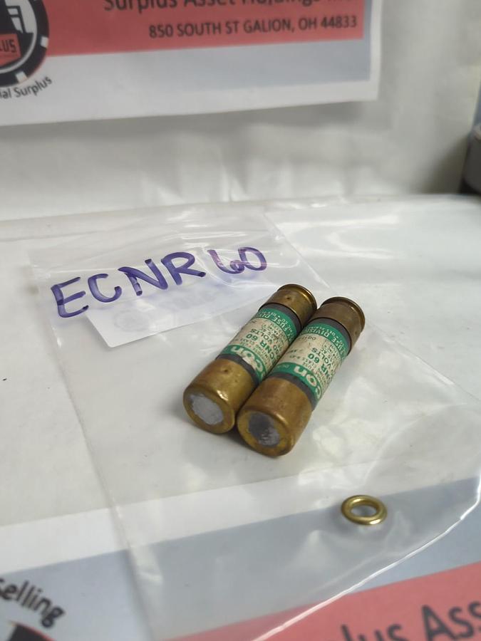 Used ECON,ECNR60,DUAL ELEMENT 60 AMP FUSE LOT OF 2 PRE-OWNED