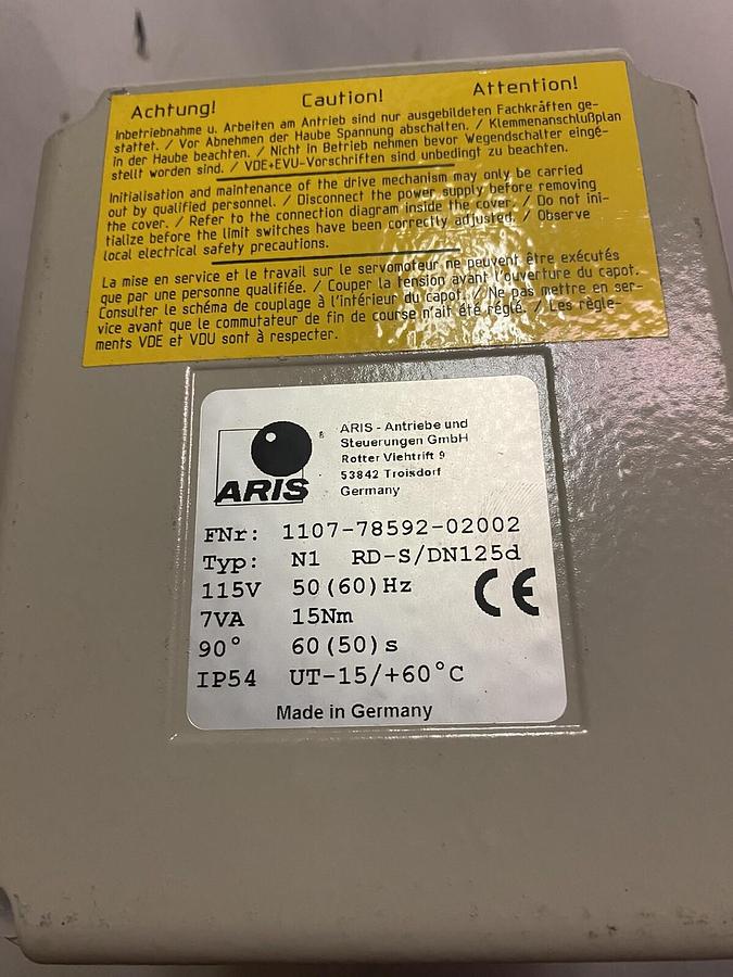 ARIS,1107-78592-02002, N1-RD-S/DN125 ACTUATOR 115V 7VA