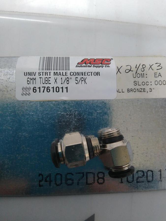 UNBRANDED,61761011,TUBE STRAIGHT MALE CONNECTOR 6MMX1/8 IN LOT OF 6