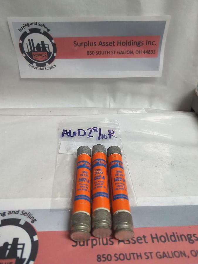 Used FERRAZ SHAWMUT,A6D2-8/10R,AMP-TRAP 2-8/10 AMP FUSE LOT OF 3 PRE-OWNED
