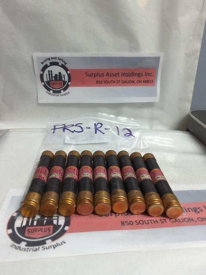Used COOPER BUSSMANN,FRS-R-12,FUSETRON 12 AMP FUSE LOT OF 9 PRE-OWNED