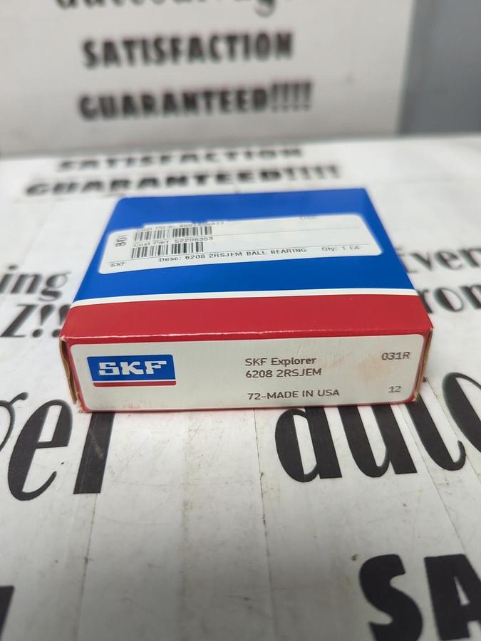 SKF,6208-2RSJEM,DOUBLE SEALED DEEP GROOVE BALL BEARING 40MM BORE NOS