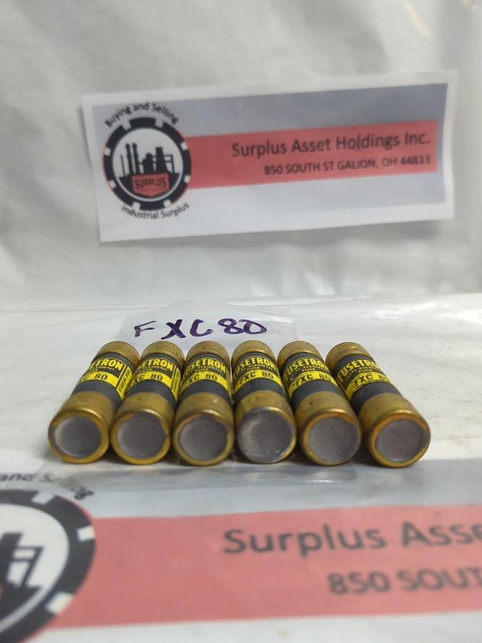 Used COOPER BUSSMANN,FXC-80,FUSETRON 80 AMP FUSE LOT OF 6 PRE-OWNED