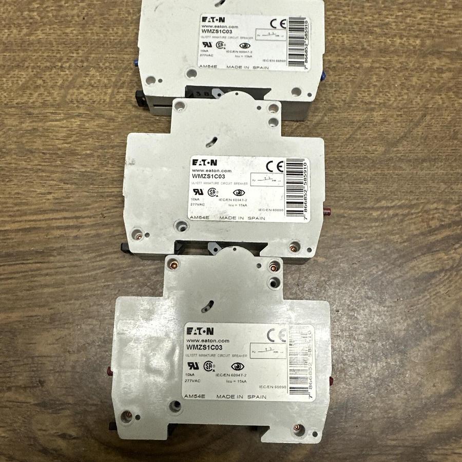 Used Eaton,WMZS1C03,Single Pole 3Amp Breaker LOT of 3