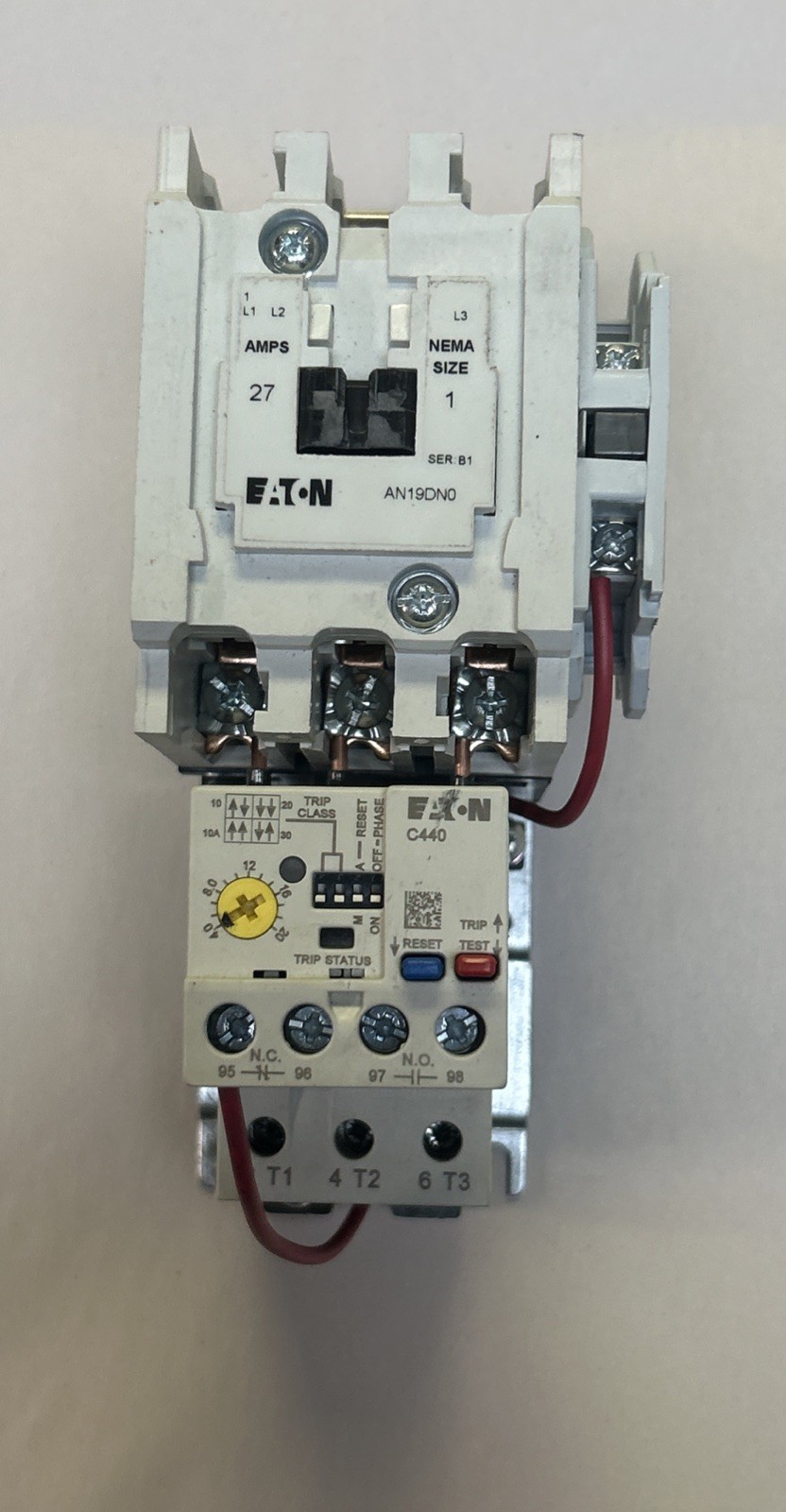 Used EATON,AN19DN0,MOTOR STARTER SIZE 1 27A 600V