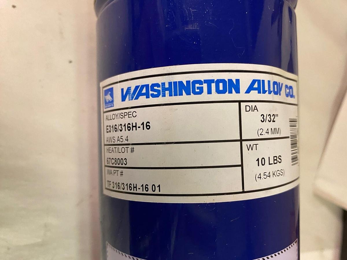 Used Washington,TF-316/316H-16-01,E316,316H-16 Welding Electrodes Rods 10lb 3/32 inch