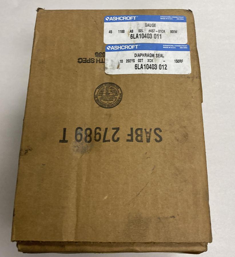 Ashcroft,6LA10403 011,Gauge W/ 6LA104030 012 Diaphragm Seal NOS