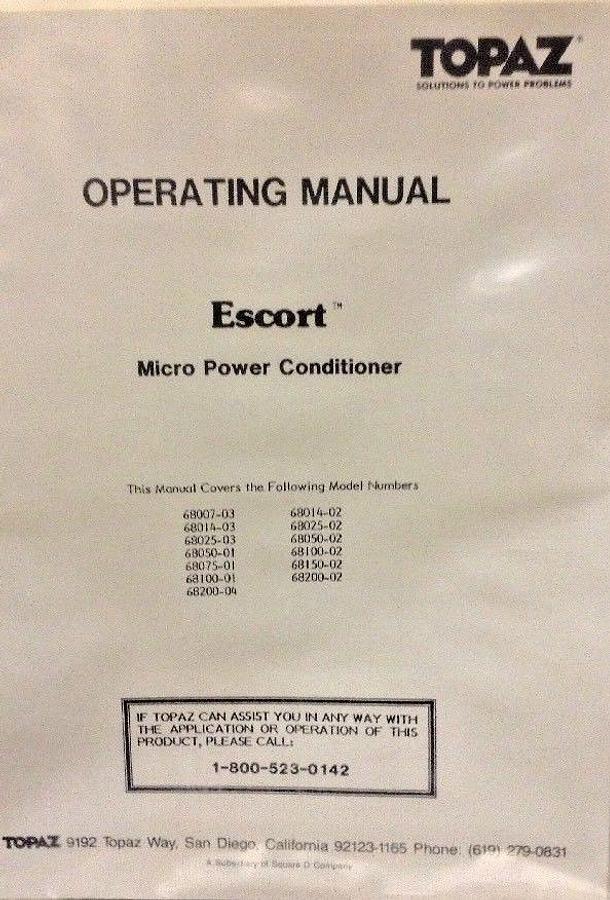 Topaz,68025-02,Escort Line 2 Power Conditioner Older Model Never Used