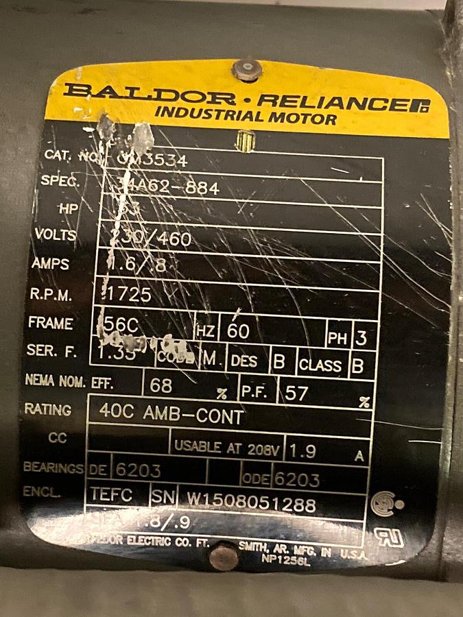 Used IPTS,RPQ1,3-Phase Mixer 0.33Hp 1725RPM Converted 110V by Genesis Hybrid Control