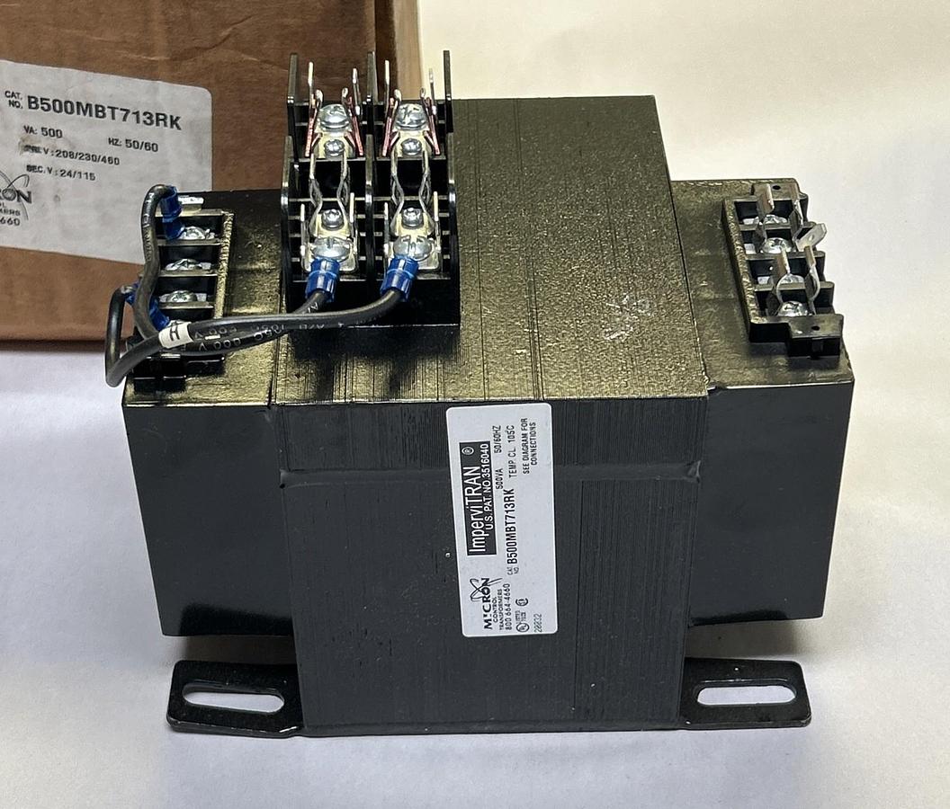MICRON INDUSTRIES,B500MBT713RK,CONTROL TRANSFORMER 500VA NOS