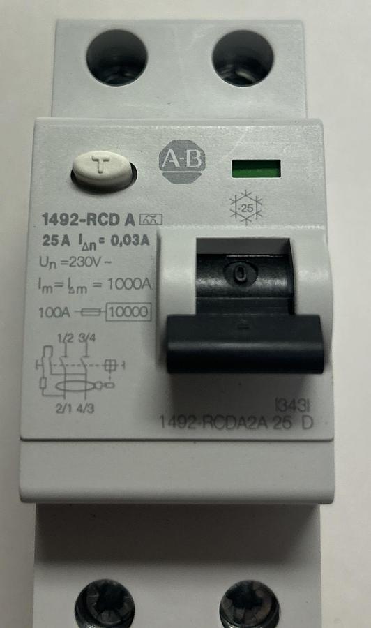 ALLEN BRADLEY,1492-RCD,EARTH LEAKAGE DETECTOR 25A NOS