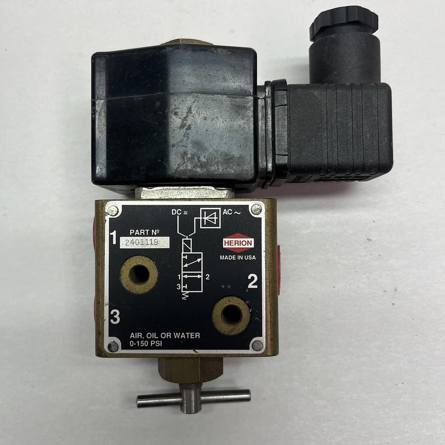 Used HERION,2401119,3/2-WAY SOLENOID POPPET VALVE PORT SIZE G 1/4