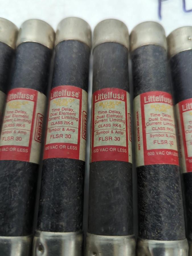 Used LITTELFUSE,FLSR30,SLO-BLO 30 AMP FUSE LOT OF 10 PRE-OWNED