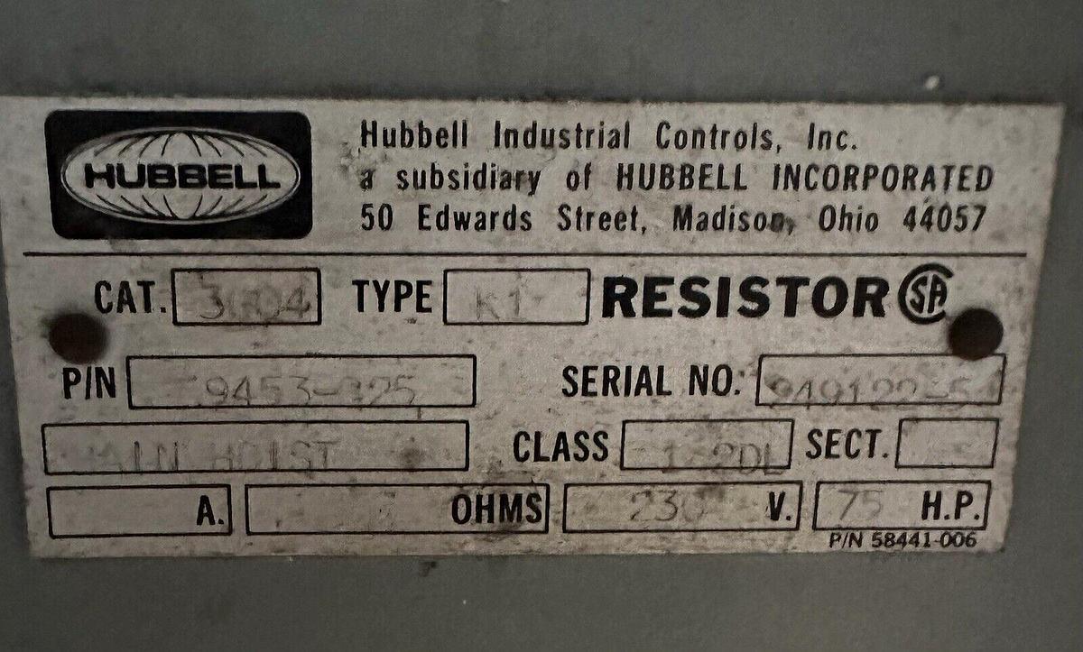 Hubbell 3004,30856-027,143 Amp .282 Ohm Bank of 5 Crane Resistors
