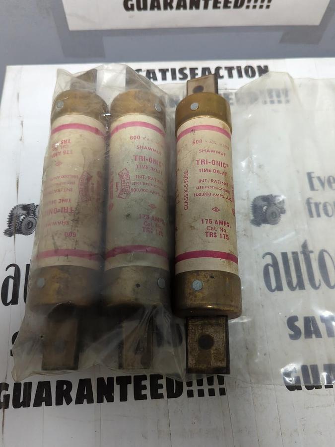 GOULD SHAWMUT,TRS-175,TRI-ONIC 175 AMP FUSES LOT OF 3 NOS