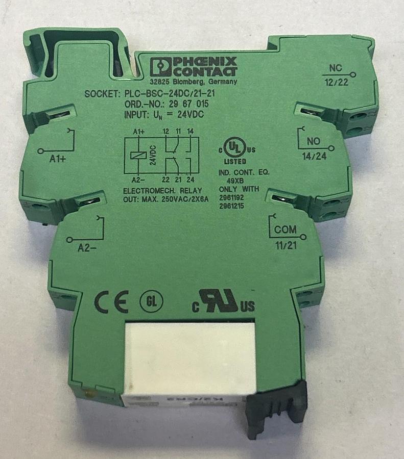 Used PHOENIX CONTACT,PLC-BSC-24DC/21-21,RELAY MODULE