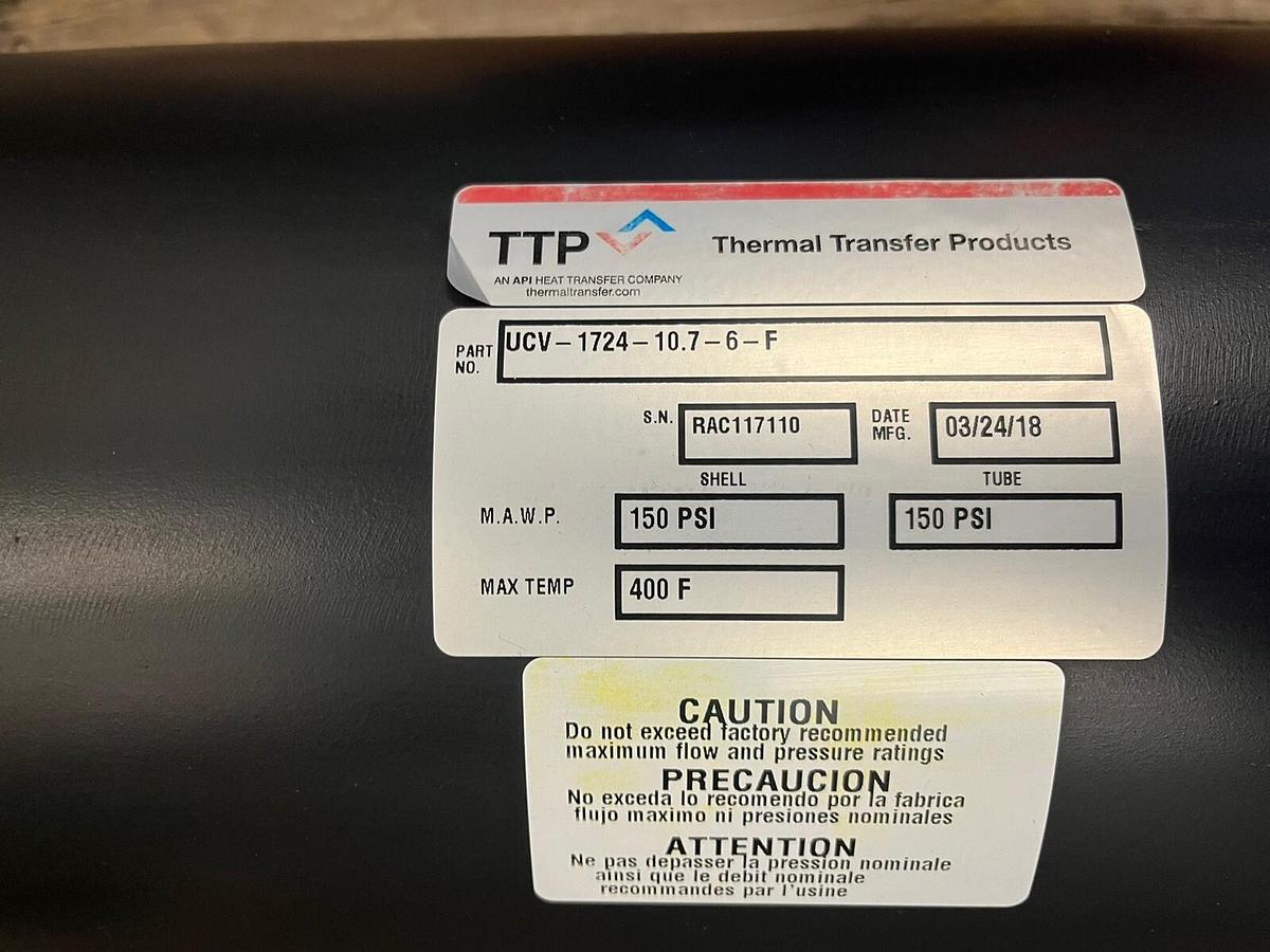 Thermal Transfer TTP,UVC-1724-10.7-6-F,TUBE HEAT EXCHANGER 34.68X10.5