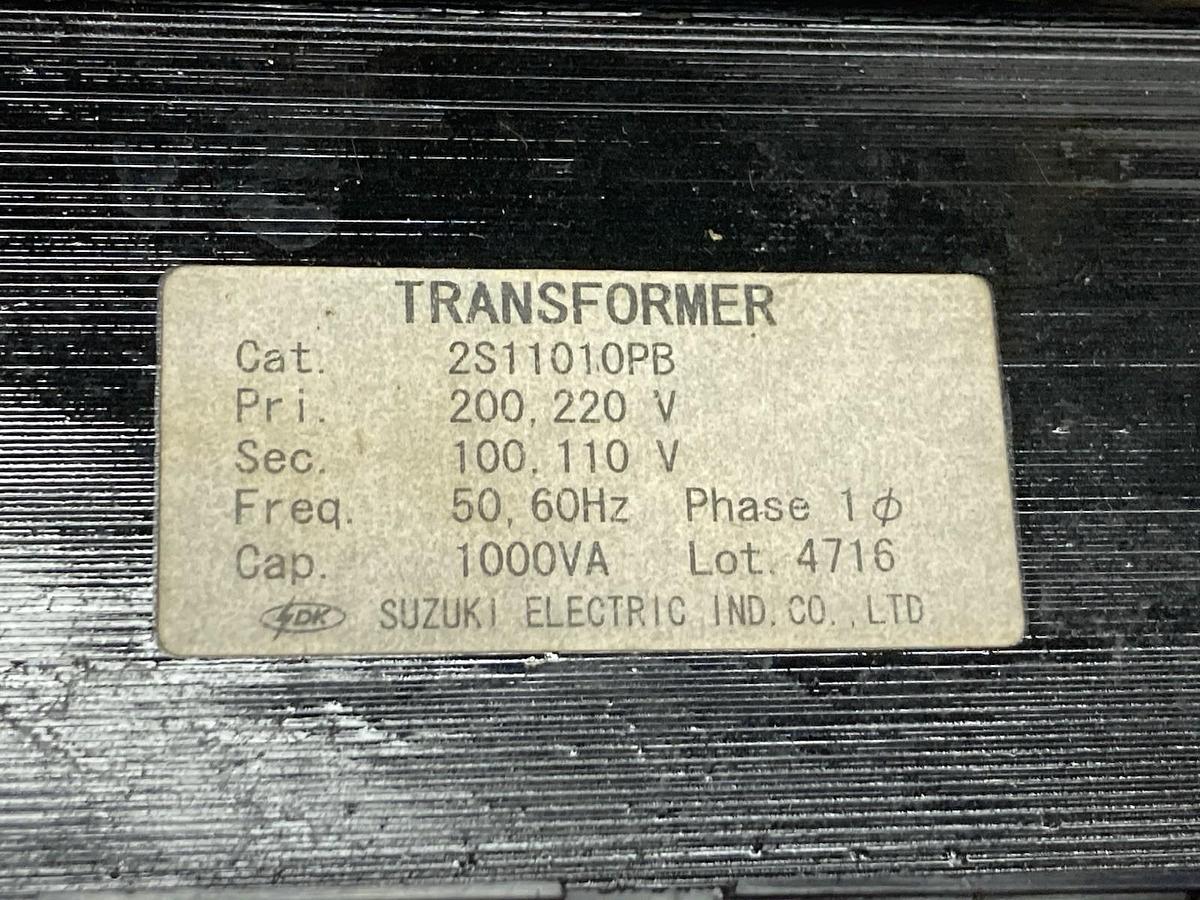 Used Suzuki,2S11010PB,Single Phase Transformer 100/200V 110/220V 50/60Hz 1000VA