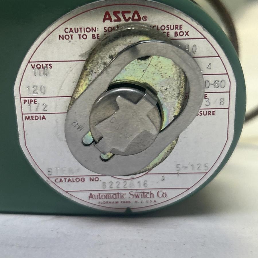 Used ASCO,8222A16,SOLENOID VALVE 1/2INCH 110/120V