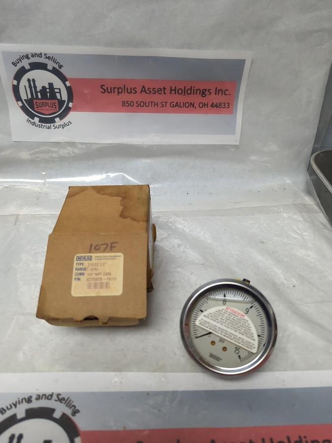WIKA,4270828-0010,GAUGE 2-1/2 IN FACE 1/4 IN NPT BACK CONNECTION 15PSI NOS
