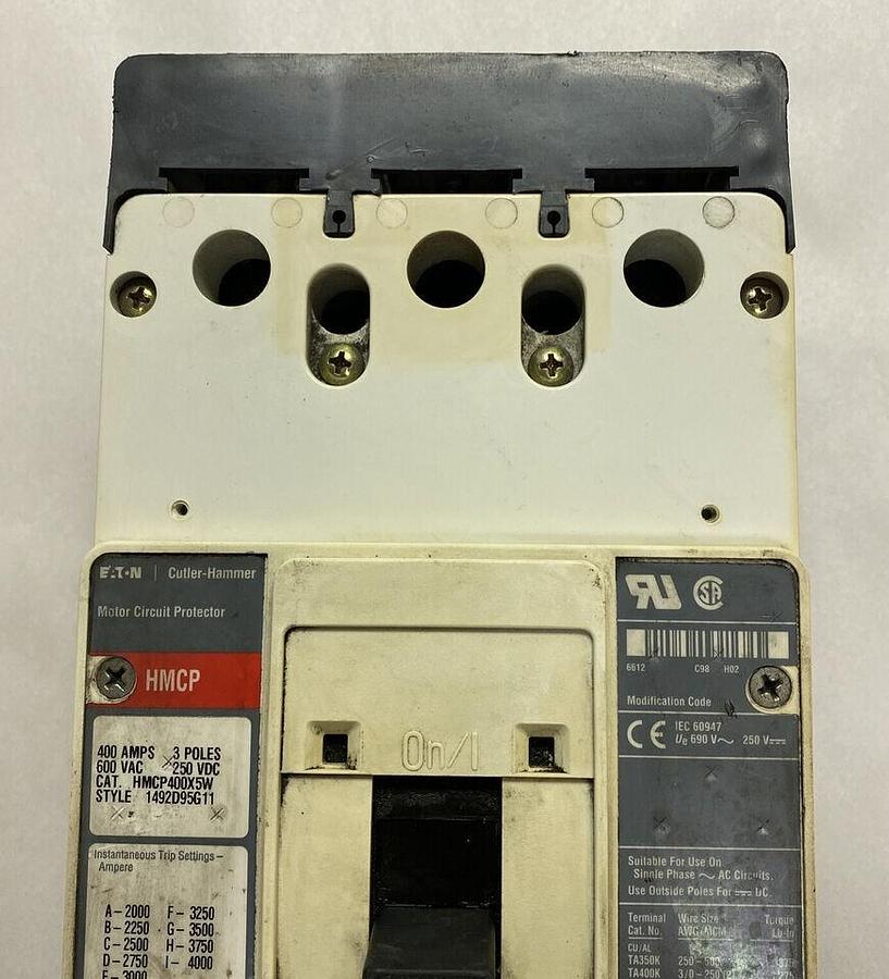EATON CUTLER HAMMER,HMCP400X5W,CIRCUIT BREAKER 400A 600V 3P NOS