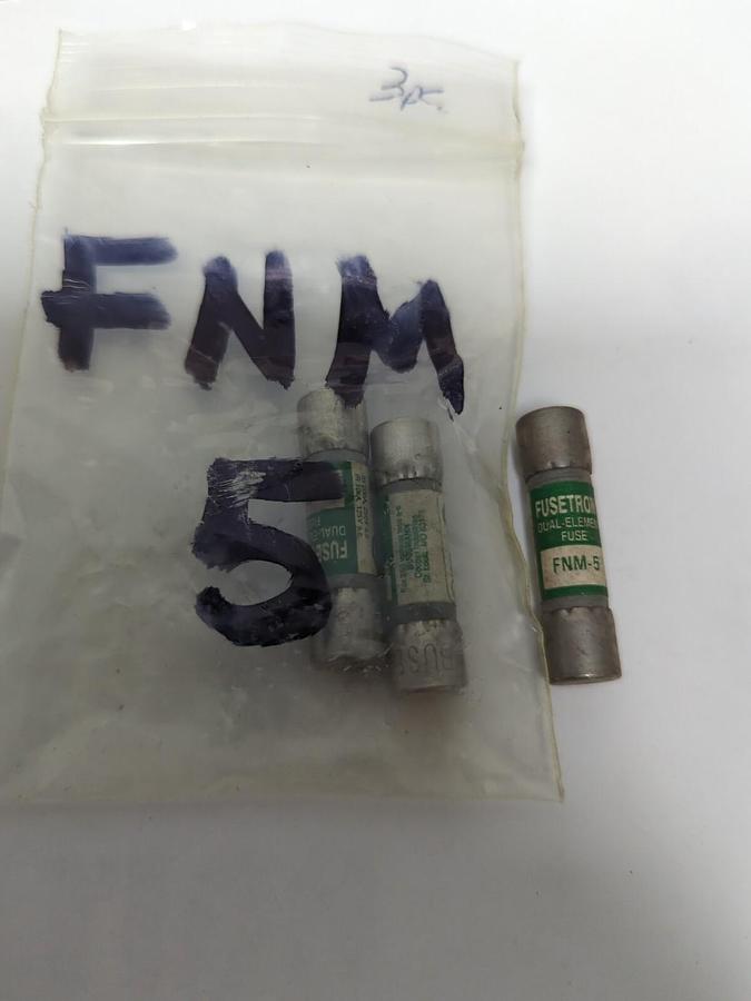 COOPER BUSSMANN,FNM-5,FUSETRON 5 AMP FUSES LOT OF 3 NOS