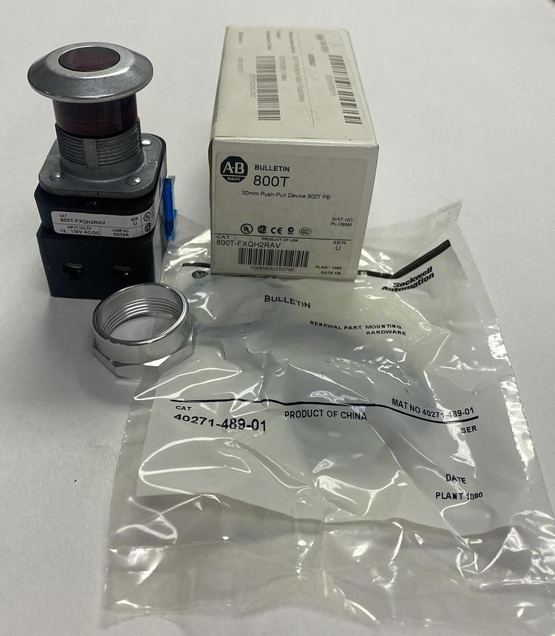 Used ALLEN BRADLEY,800T-FXQH2RAV,SER U 30MM PUSH-PULL DEVICE NEW