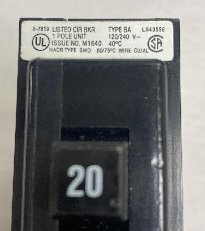 Cutler-Hammer,M1640,Circuit Breaker 20A 240V 1 Pole Lot Of 5 NOS