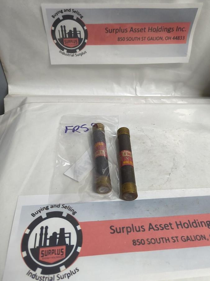 Used COOPER BUSSMANN,FRS-9,FUSETRON FUSE 9 AMP LOT OF 2 PRE-OWNED