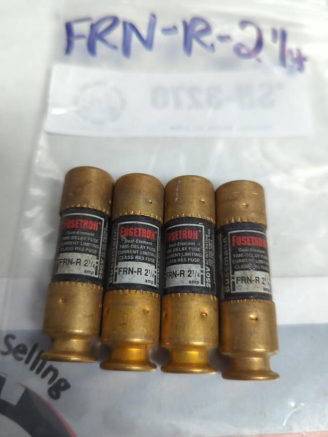 Used COOPER BUSSMANN,FRN-R-2-1/4,FUSETRON 2-1/4 AMP FUSE LOT OF 4 PRE-OWNED