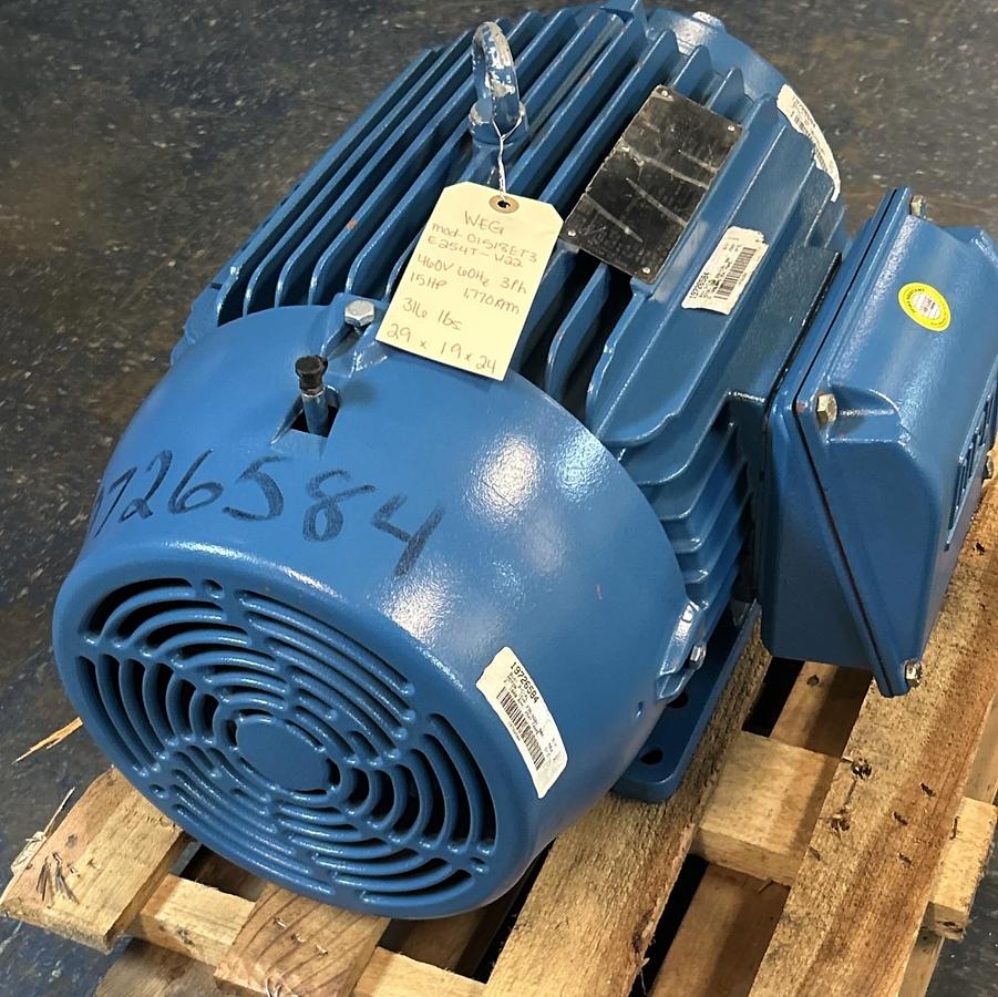 WEG,01518ET3E254T-W22,SEVERE DUTY MOTOR 15HP 1770RPM 460V 3PH 254/16 FRAME