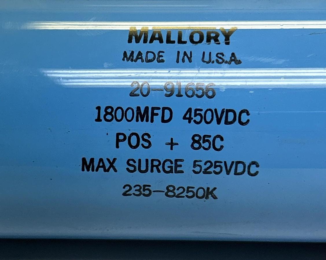 Used MALLORY,20-91656,CAPACITOR 1800MFD 450VDC