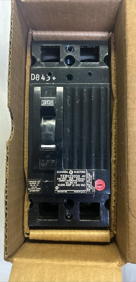 GENERAL ELECTRIC,TEB122030WL,CIRCUIT BREAKER 30A 240V 2P NOS
