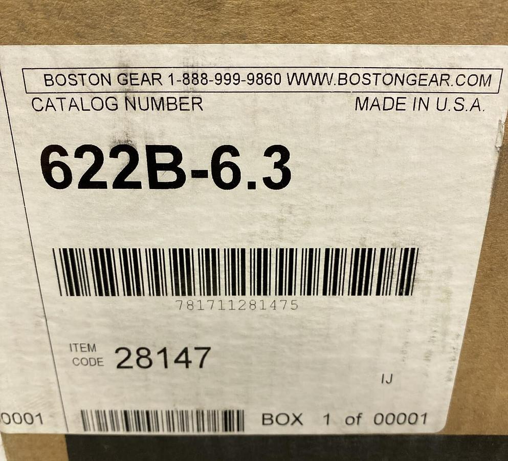 Boston Gear,622B-6.3,Speed Reducer 6.3:1 Ratio 1750RPM NOS