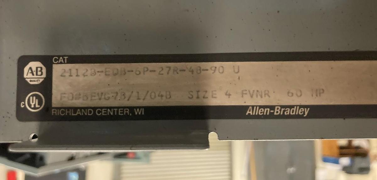 Used Allen-Bradley,2112B,Size 4 45" MCC Fused Starter Bucket 60HP