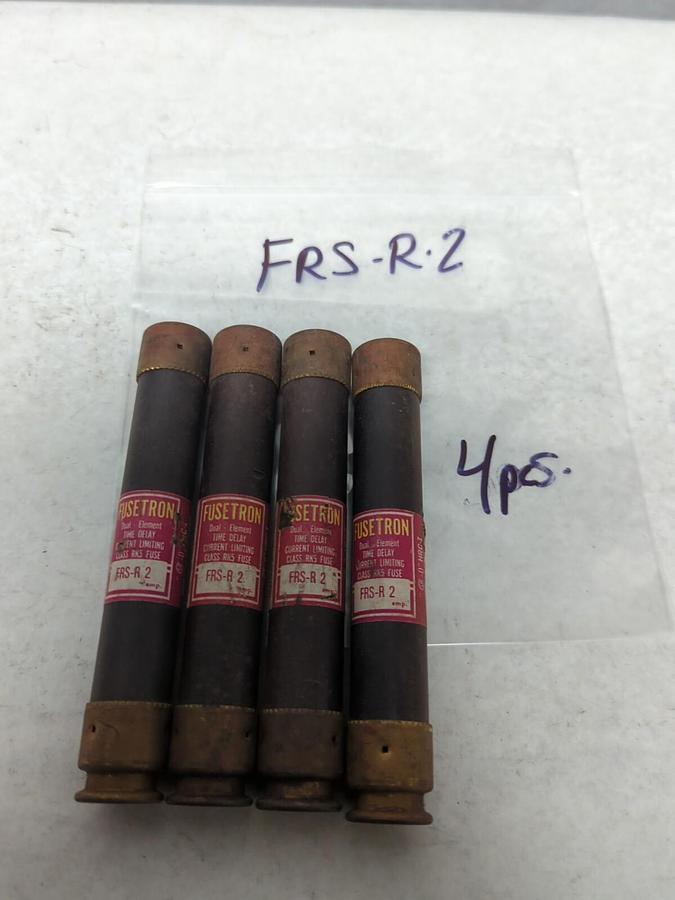 Used COOPER BUSSMANN,FRS-R-2,FUSETRON 2 AMP FUSE LOT OF 4 PRE-OWNED