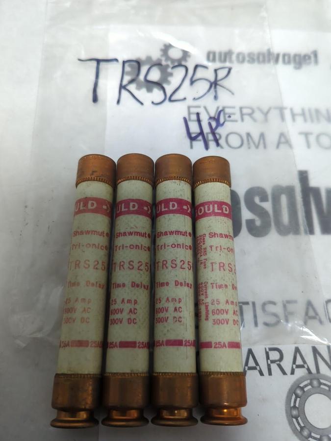 GOULD SHAWMUT,TRS25R,TRI-ONIC 25 AMP FUSE LOT OF 4 NOS
