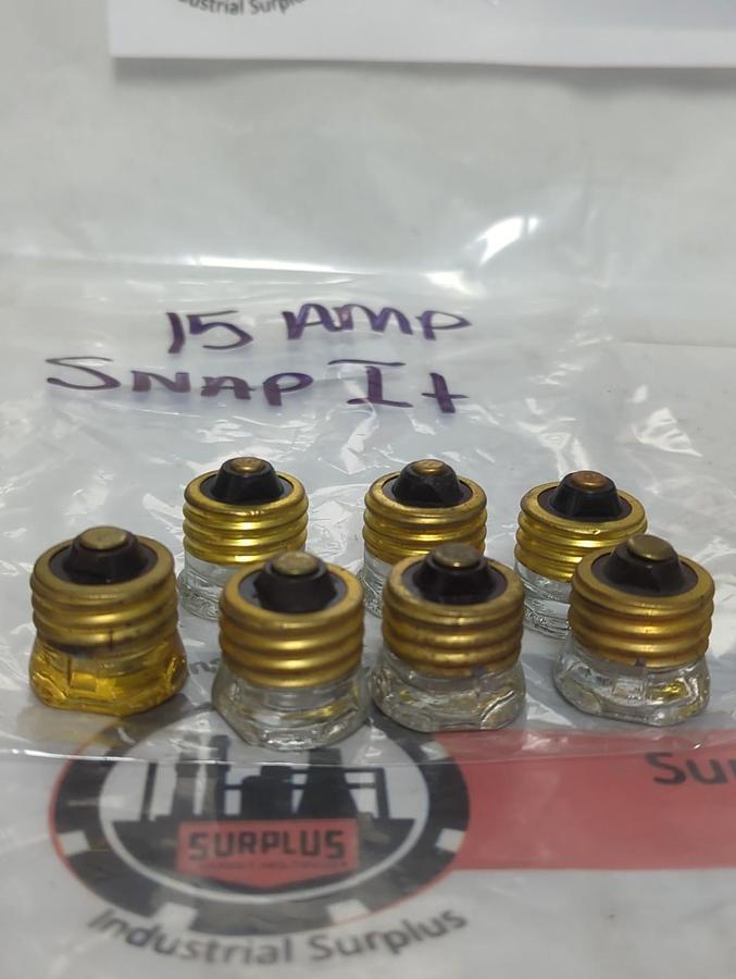 Used SNAP-IT,15 AMP,SCREW IN FUSE 15 AMP LOT OF 7 PRE-OWNED