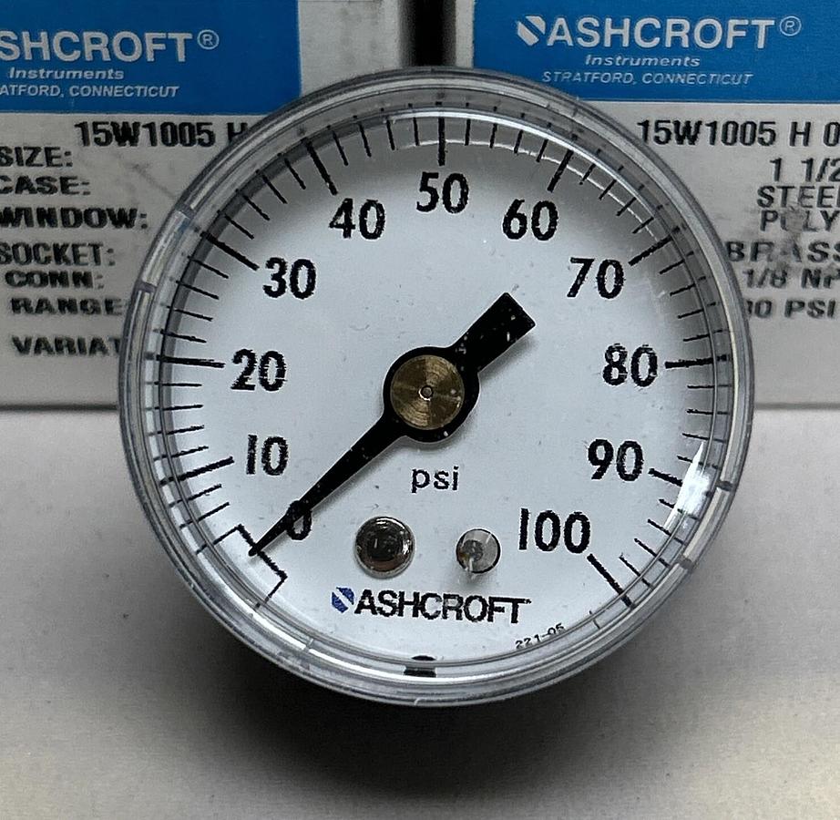 ASHCROFT,15W1005H01B20,PRESSURE GAUGE 0-30PSI 1-1/2 INCH LOT OF 3 NOS