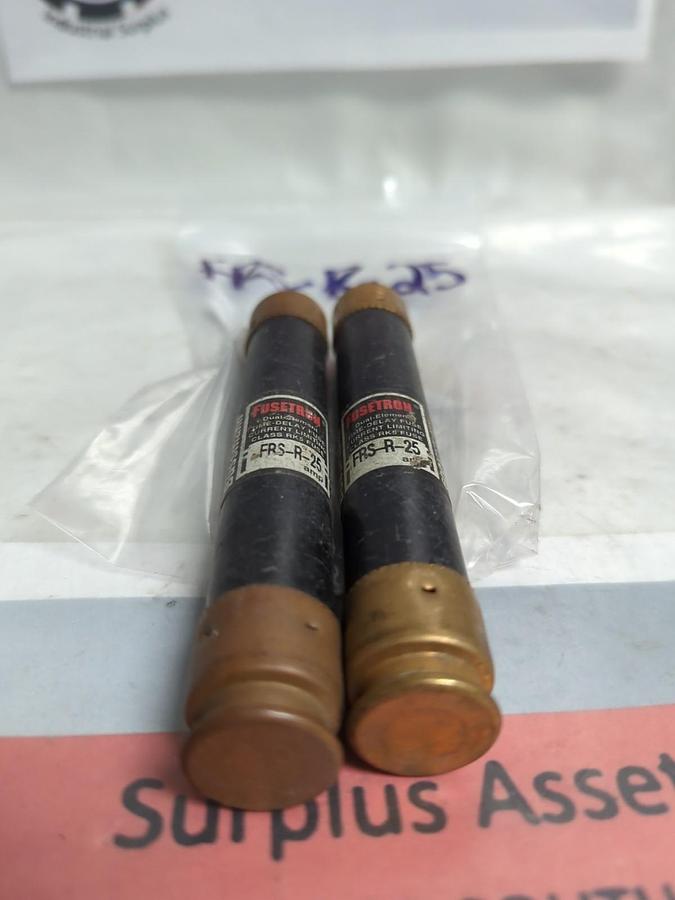 Used COOPER BUSSMANN,FRS-R-25,FUSETRON 25 AMP FUSE LOT OF 2 PRE-OWNED