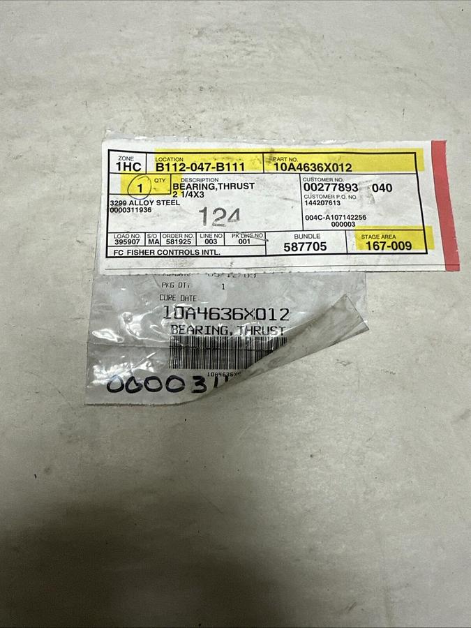 Used Fisher,10A4636X012,Thrust Bearing 2-1/4x3