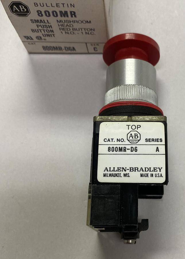Used ALLEN BRADLEY,800MR-D6A,SER C RED PUSH BUTTON NEW