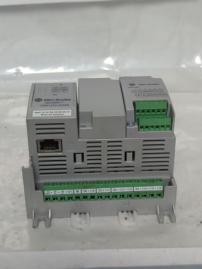Used ALLEN BRADLEY,2080-LC20-20QWB,MICRO 820 ETHERNET PLC CONTROLLER PRE-OWNED