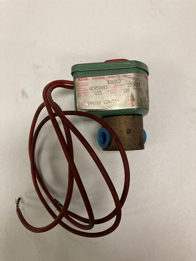 Used Asco,8262C2,Red Hat Solenoid Valve  1/8 INCH 24V